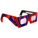 45-degree angle view of Goo design glasses highlighting the unique abstract art design. CE certified for safety.