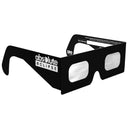 45-degree angle view of helmet-design eclipse glasses emphasizing sleek design and protective features.