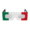 Klare Vorderansicht der Sonnenfinsternis-Brille im IT-Design, die ihre einzigartigen italienischen Farben und die flache Linsenoberfläche hervorhebt.