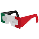 Klare Hauptansicht von vorne der Sonnenfinsternis-Brille im IT-Design, die ihr elegantes italienisches Design betont.
