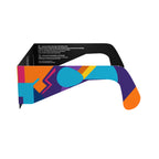 Side alternate profile view of Memphis design glasses, highlighting their vibrant colors.