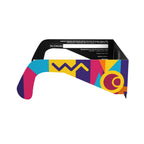 Side profile view of Memphis design solar eclipse glasses, emphasizing their unique style.