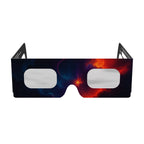 Front view of Nebula design solar eclipse glasses, showing clean lines and flat lens surface.