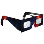 45-degree angle view of Nebula design solar eclipse glasses, highlighting the unique cosmic design.
