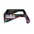 Side alternate profile view of neon solar eclipse glasses, showcasing their vibrant design and safety features.