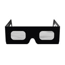 Clean front view of Notes design eclipse glasses, showcasing their flat lenses and musical pattern, ISO 12312-2 certified.