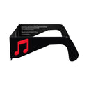 Clean side alternate profile view of Notes design eclipse glasses, showcasing the flat lens and musical notation.