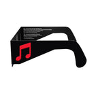 Clean side alternate profile view of Notes design eclipse glasses, showcasing the flat lens and musical notation.