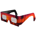 Front-side main angle view of solar eclipse glasses showcasing their sleek design and safety features.