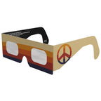 Front-side main angle view of peace design solar eclipse glasses showcasing their serene design.