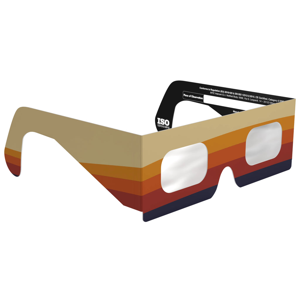 Front-side angle view of peace design glasses highlighting their sleek, tranquil design. CE certified.