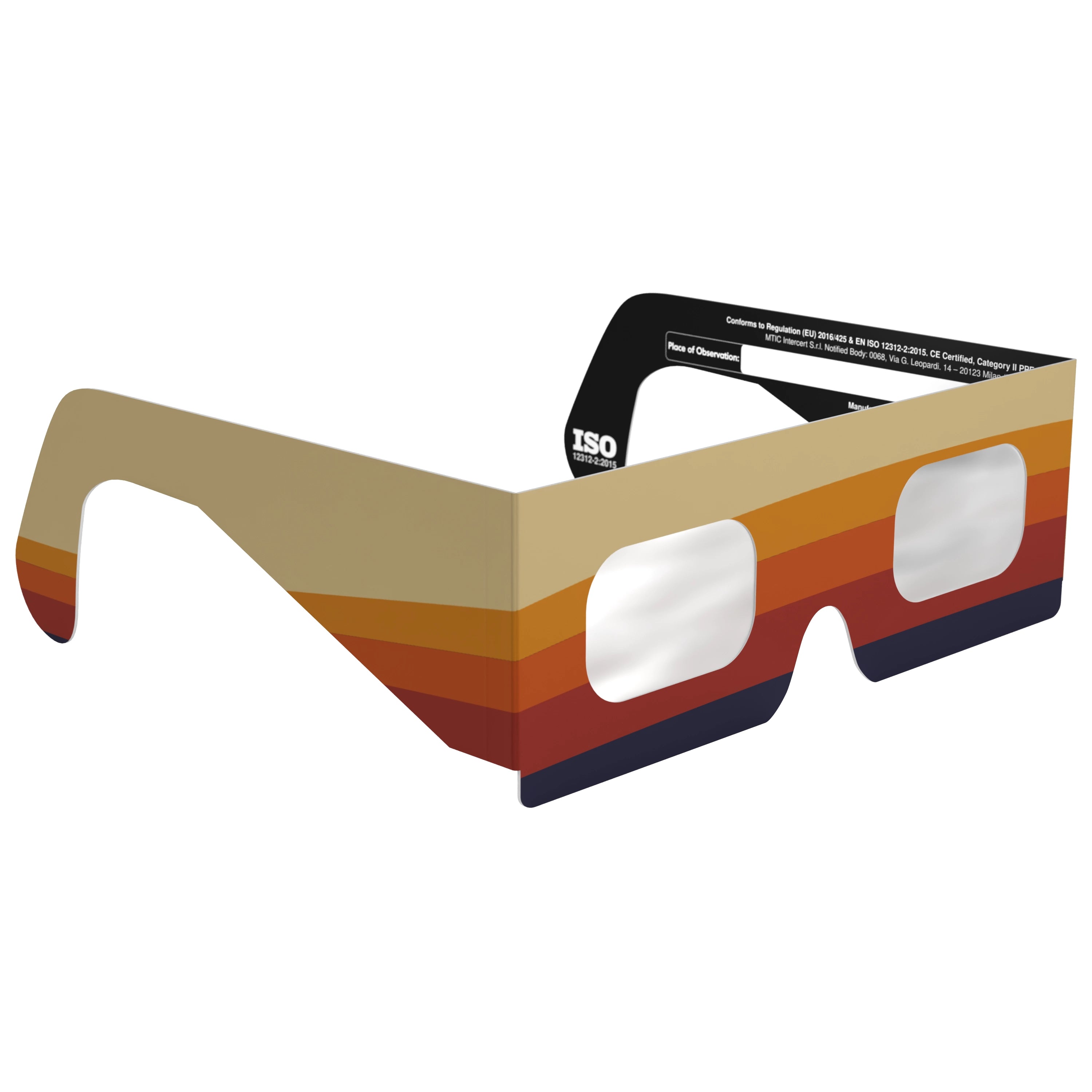 Front-side angle view of peace design glasses highlighting their sleek, tranquil design. CE certified.