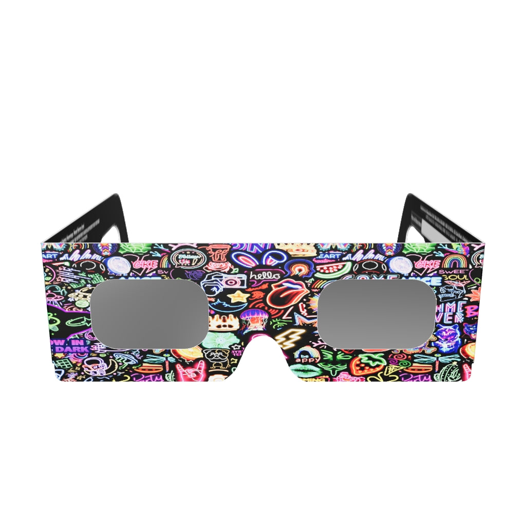 Neon Solar Eclipse Paper Glasses