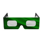 Front view of solar eclipse glasses showcasing sleek design and flat lenses. ISO 12312-2 certified for safe solar viewing.