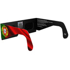 Back-side alternate angle view of eclipse glasses showcasing QR authenticity sticker. ISO 12312-2 compliant for safety.