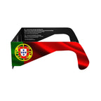 Side alternate profile view of solar eclipse glasses revealing flat lens design. CE certified for safe viewing in 2026.