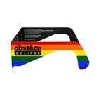 Side alternate profile view of rainbow solar eclipse glasses, emphasizing the colorful design and safety features.
