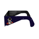 Side alternate profile view of Rocketrider glasses, demonstrating their flat lens safety design.