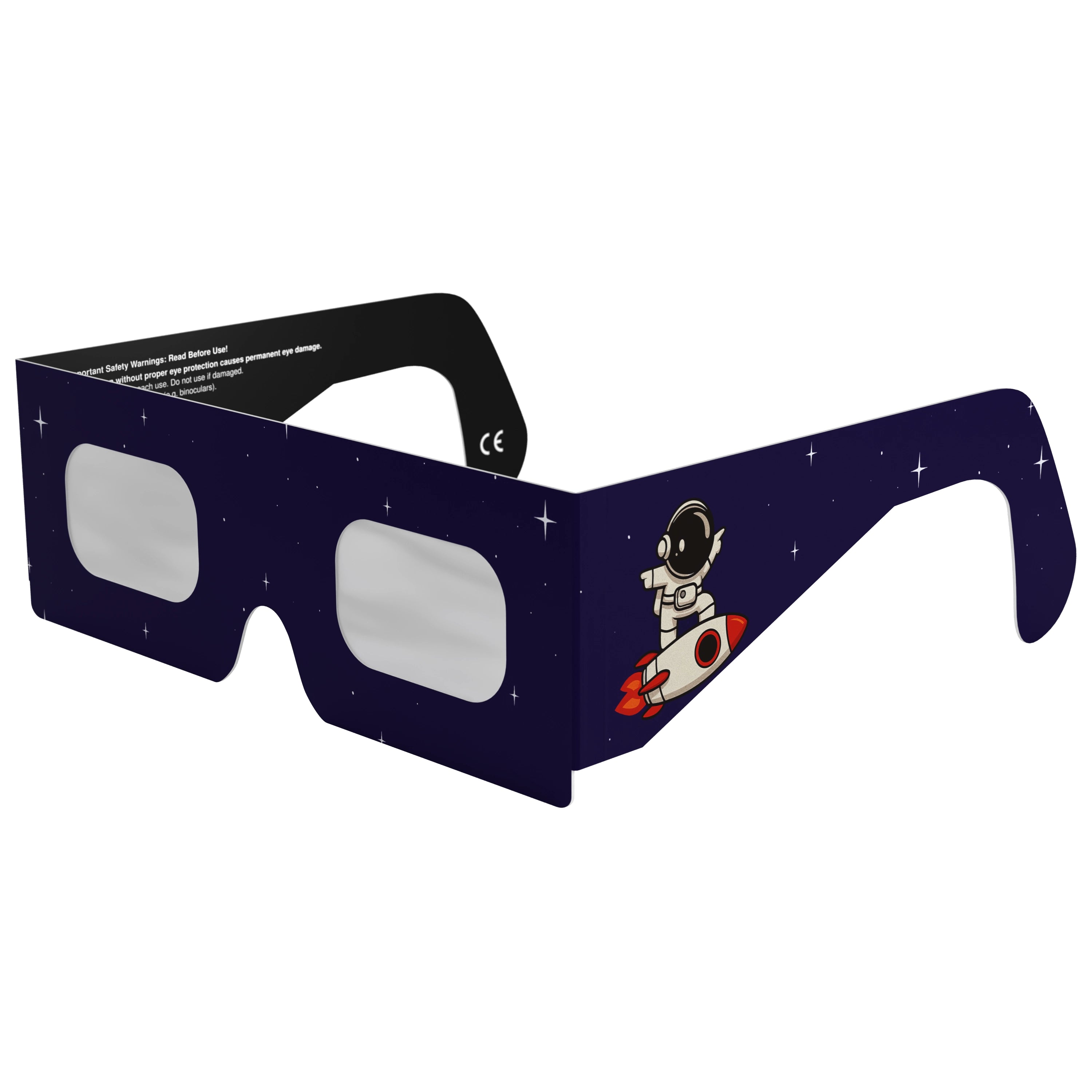 Front-side main angle view of Rocketrider glasses, highlighting their sleek design for eclipse viewing.