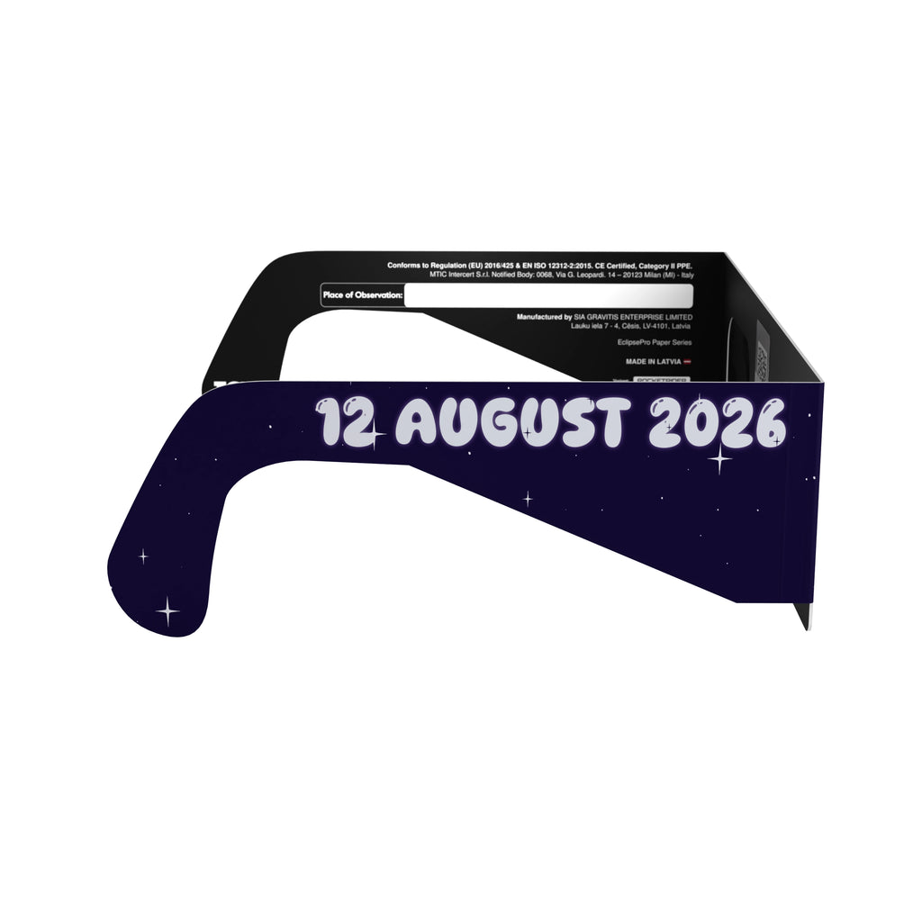 Side profile view of Rocketrider glasses, showing sleek design and compliance with EN 166 safety standards.