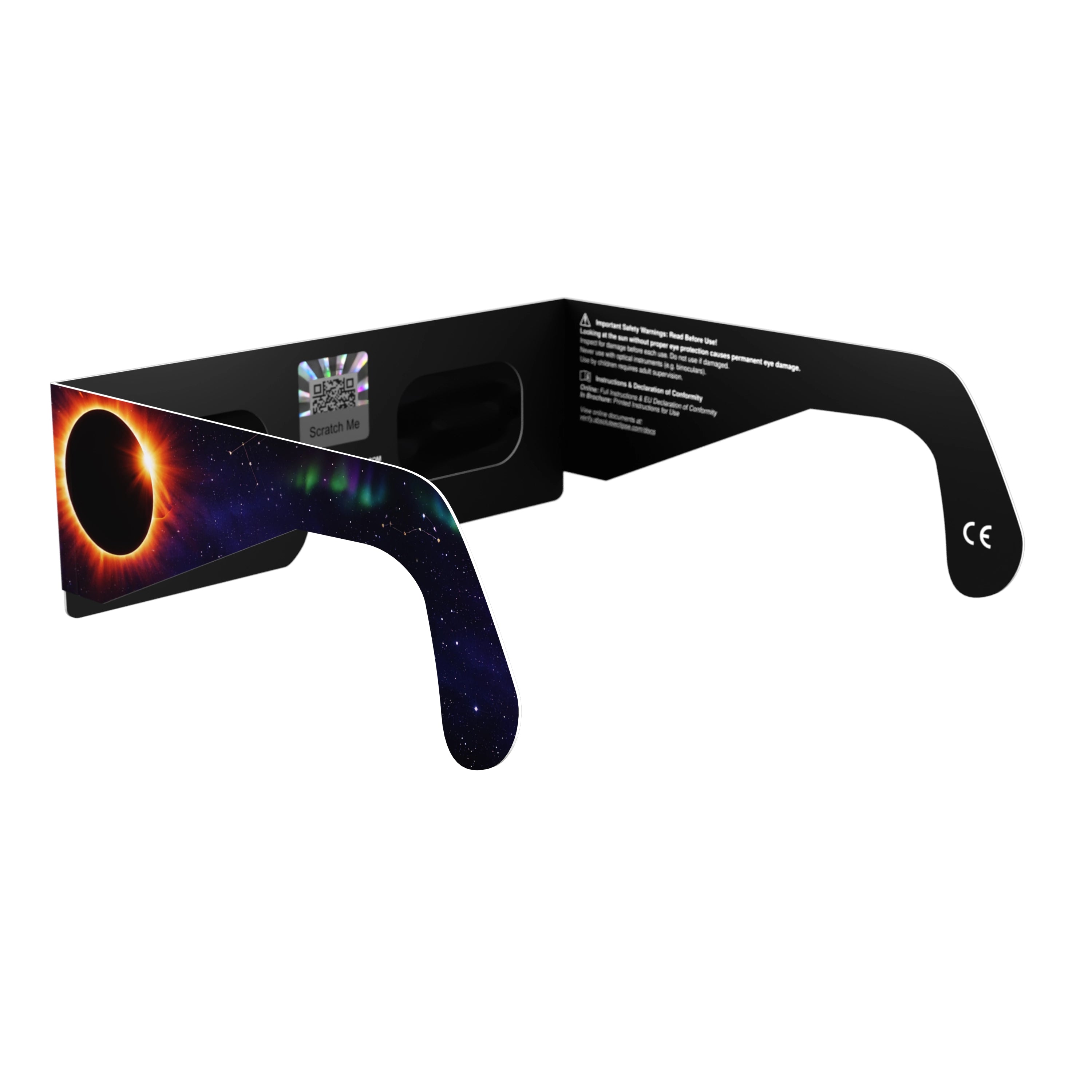 Solar Eclipse Glasses with Aurora design, CE Certified and ISO Compliant - Back-Side Alternate View