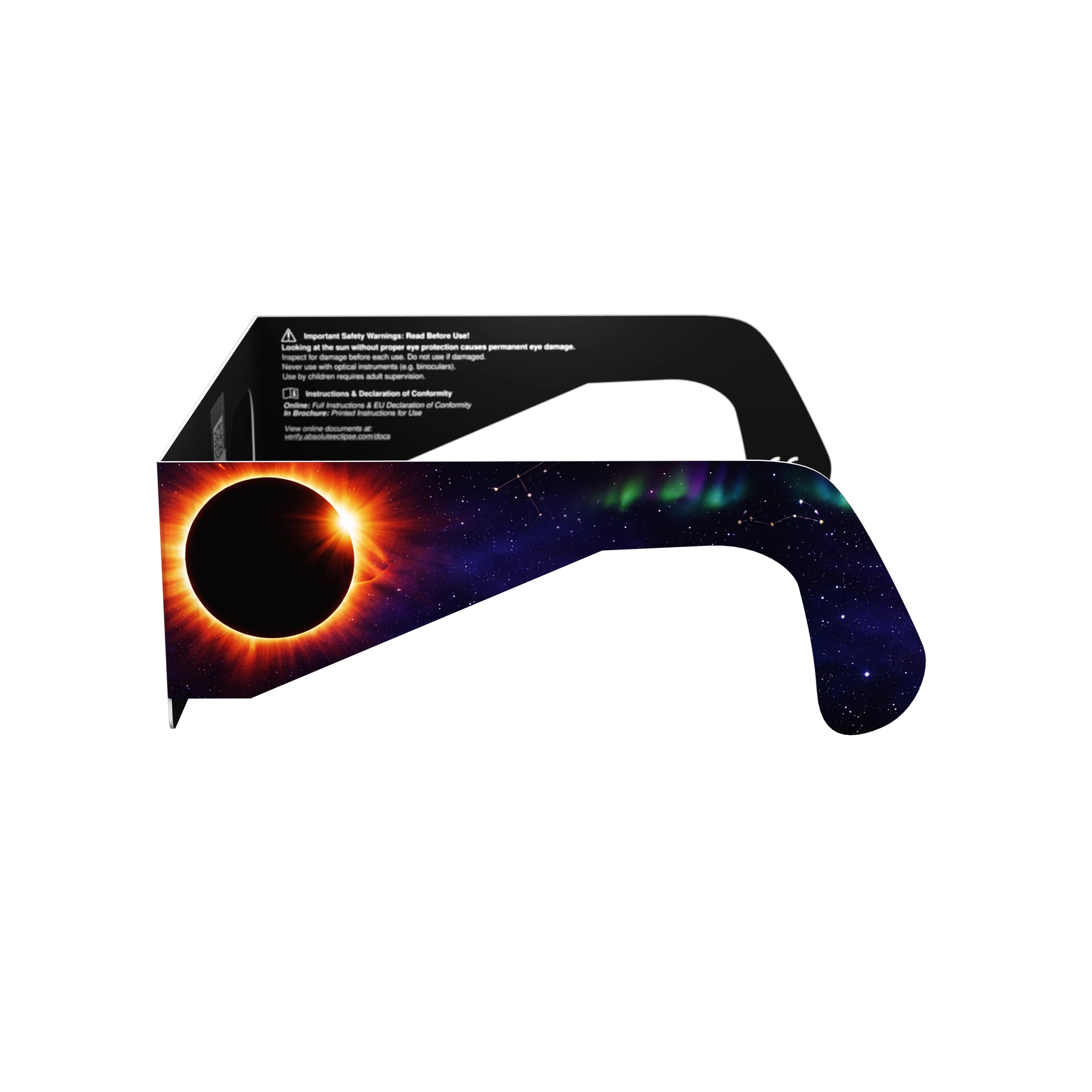 Solar Eclipse Glasses with Aurora design, CE Certified and ISO Compliant - Side Alternate View