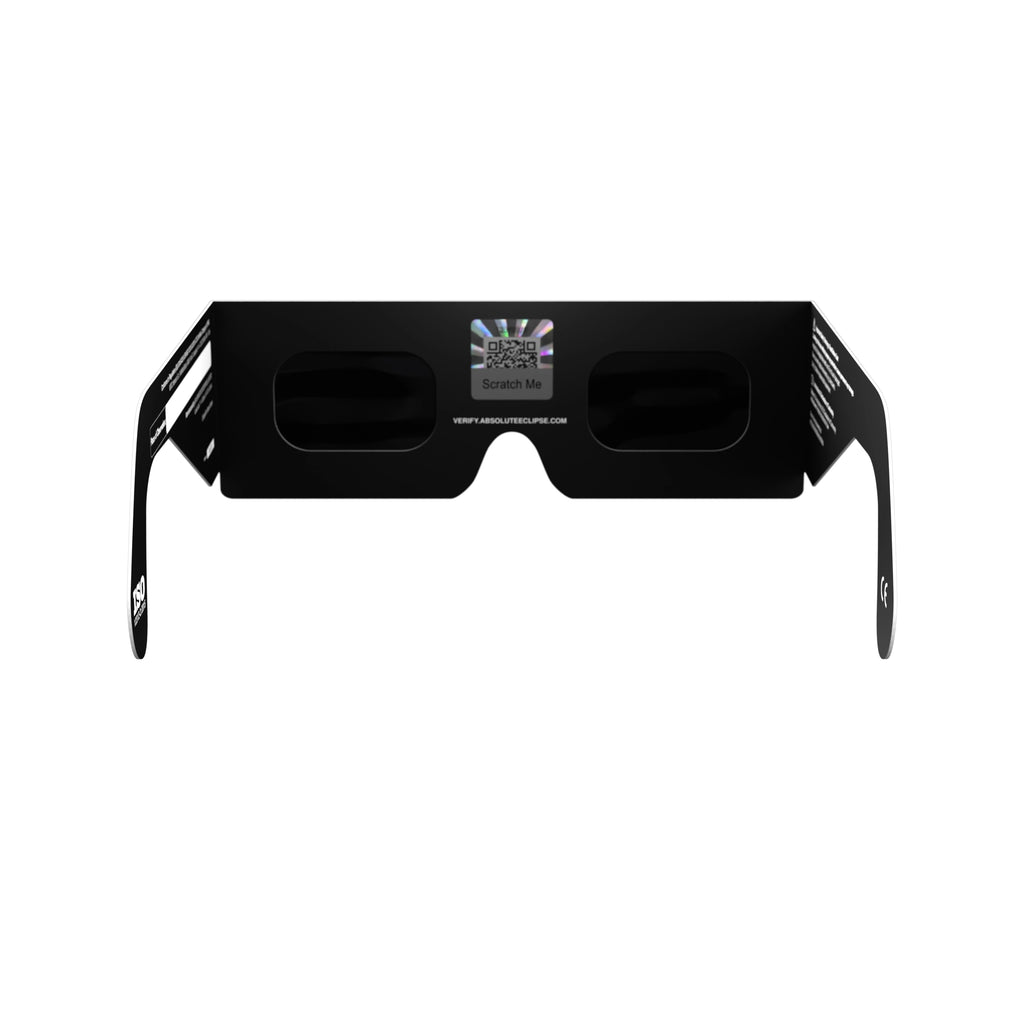 Solar Eclipse Glasses with Cluck design, CE Certified and ISO Compliant - Back View
