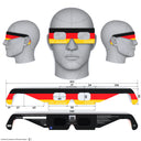 Gafas para eclipse solar homologadas, diseño DE, certificadas CE y conformes con ISO 12312-2 - vista delantera y trasera