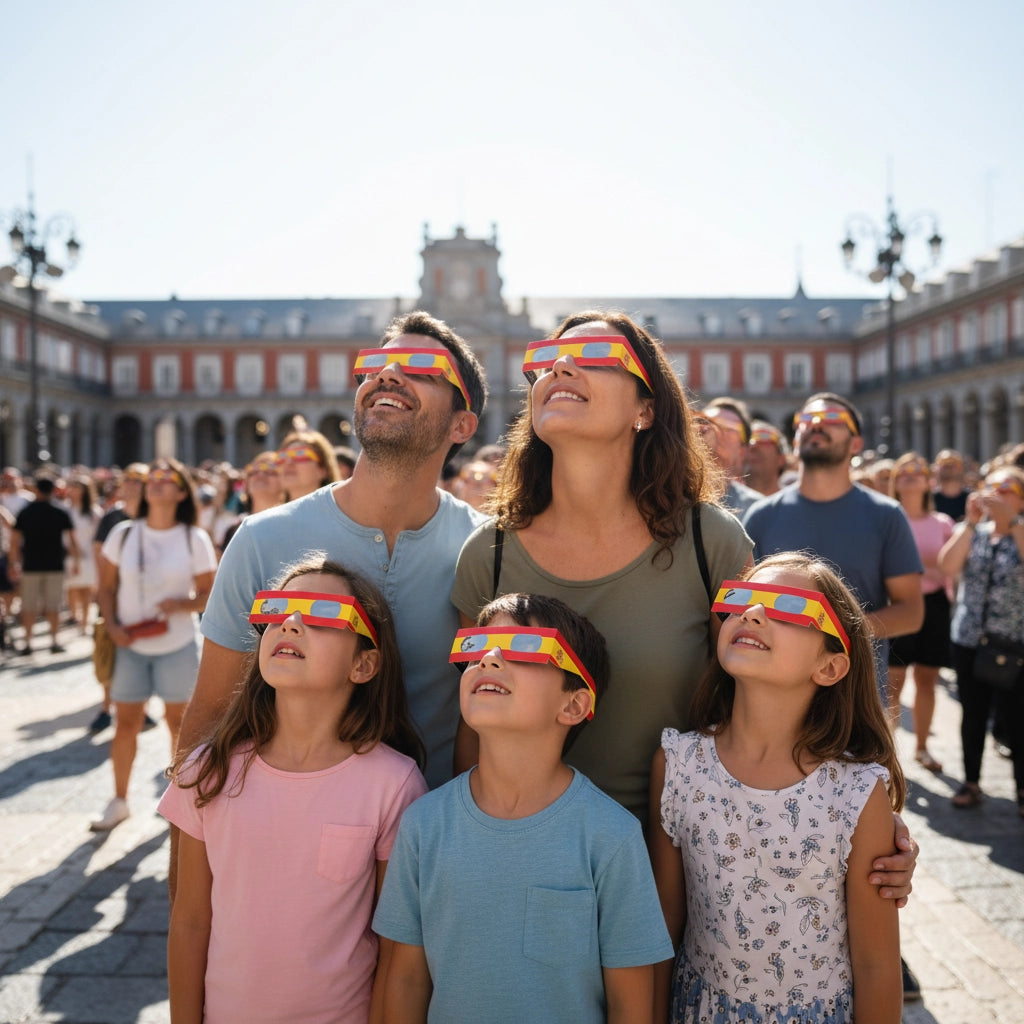 Solar Eclipse Glasses with ES design, CE Certified and ISO Compliant - Lifestyle Image of 100-Pack