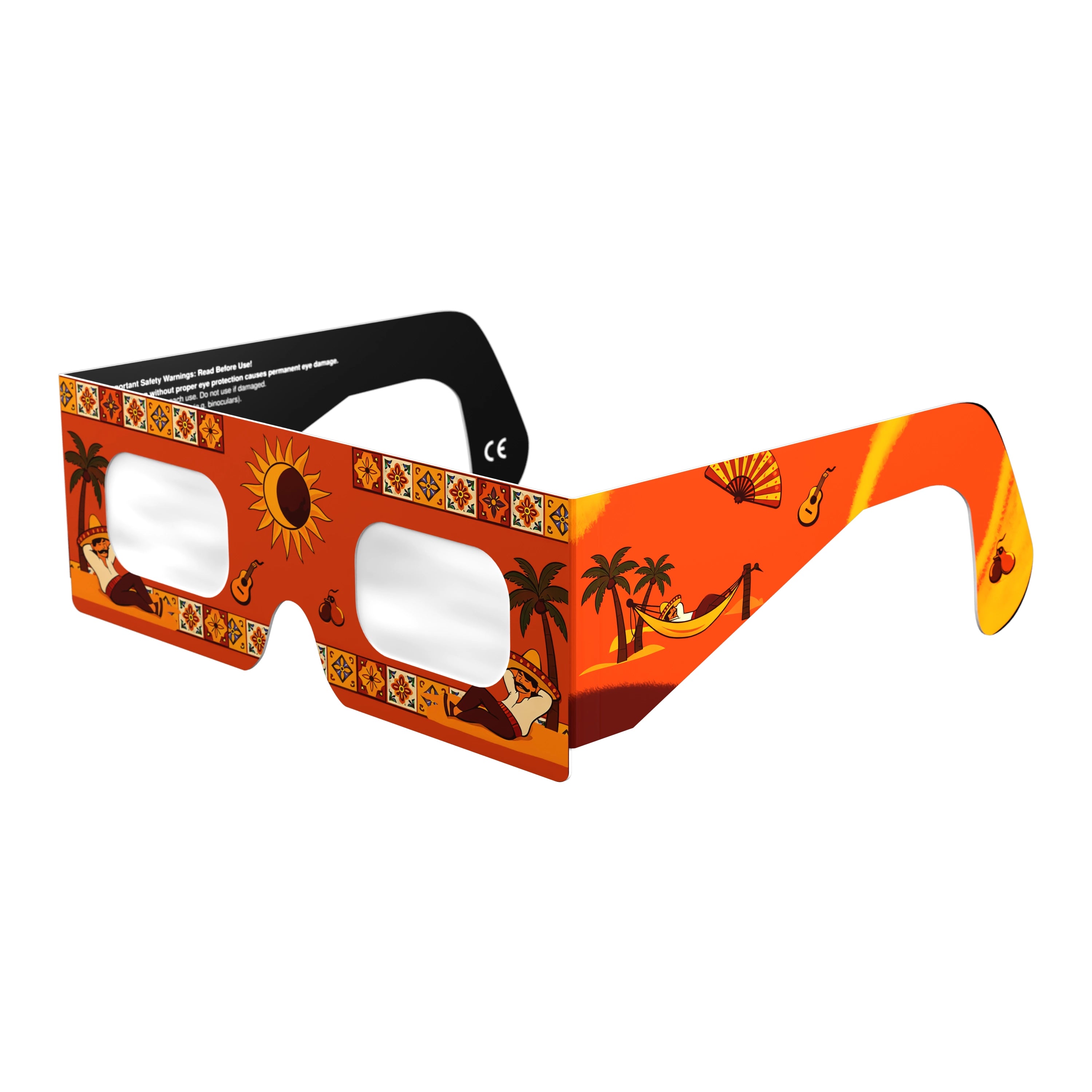 Solar Eclipse Glasses with Fiesta design, CE Certified and ISO Compliant - Main Product View