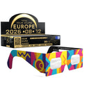 Solar Eclipse Glasses with Memphis design, CE Certified and ISO Compliant - Packaging Image of 100-Pack