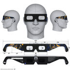 Solar Eclipse Glasses with Music design, CE Certified and ISO Compliant - Back and Front View