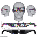 Sonnenfinsternis-Brille im Neon-Design, CE-zertifiziert und ISO 12312-2-konform - Vorder- und Rückansicht
