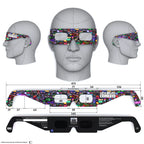 Solar Eclipse Glasses with Neon design, CE Certified and ISO Compliant - Back and Front View