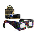 Sonnenfinsternis-Brille im Neon-Design, CE-zertifiziert und ISO 12312-2-konform - Verpackungsbild des 50er-Packs
