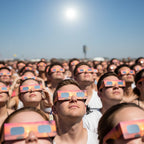 Solar Eclipse Glasses with Palms design, CE Certified and ISO Compliant - Lifestyle Image of 100-Pack