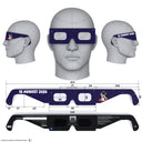 Solar Eclipse Glasses with Rocketrider design, CE Certified and ISO Compliant - Back and Front View