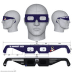 Solar Eclipse Glasses with Rocketrider design, CE Certified and ISO Compliant - Back and Front View