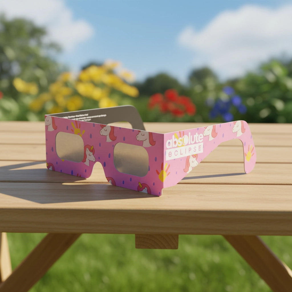 Solar Eclipse Glasses with Unicorns design, CE Certified and ISO Compliant - Product Showcase
