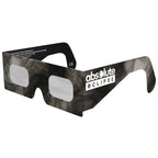 Front-side main angle of Soot design eclipse glasses, showcasing their unique smoky pattern and flat lens surface.