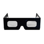 Front view of Stranded design eclipse glasses showcasing the flat lenses, perfect for safe solar eclipse viewing. CE certified.