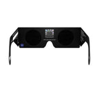 Back view of Sunburst solar eclipse glasses, featuring the QR sticker for authenticity and flat lens design.