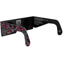 Back-side alternate angle of Sunburst glasses, QR sticker visible, showcasing the flat lens design.