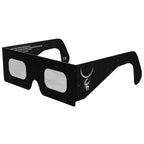 Front-side main angle of Swing design eclipse glasses, highlighting their stylish look and safety certification.