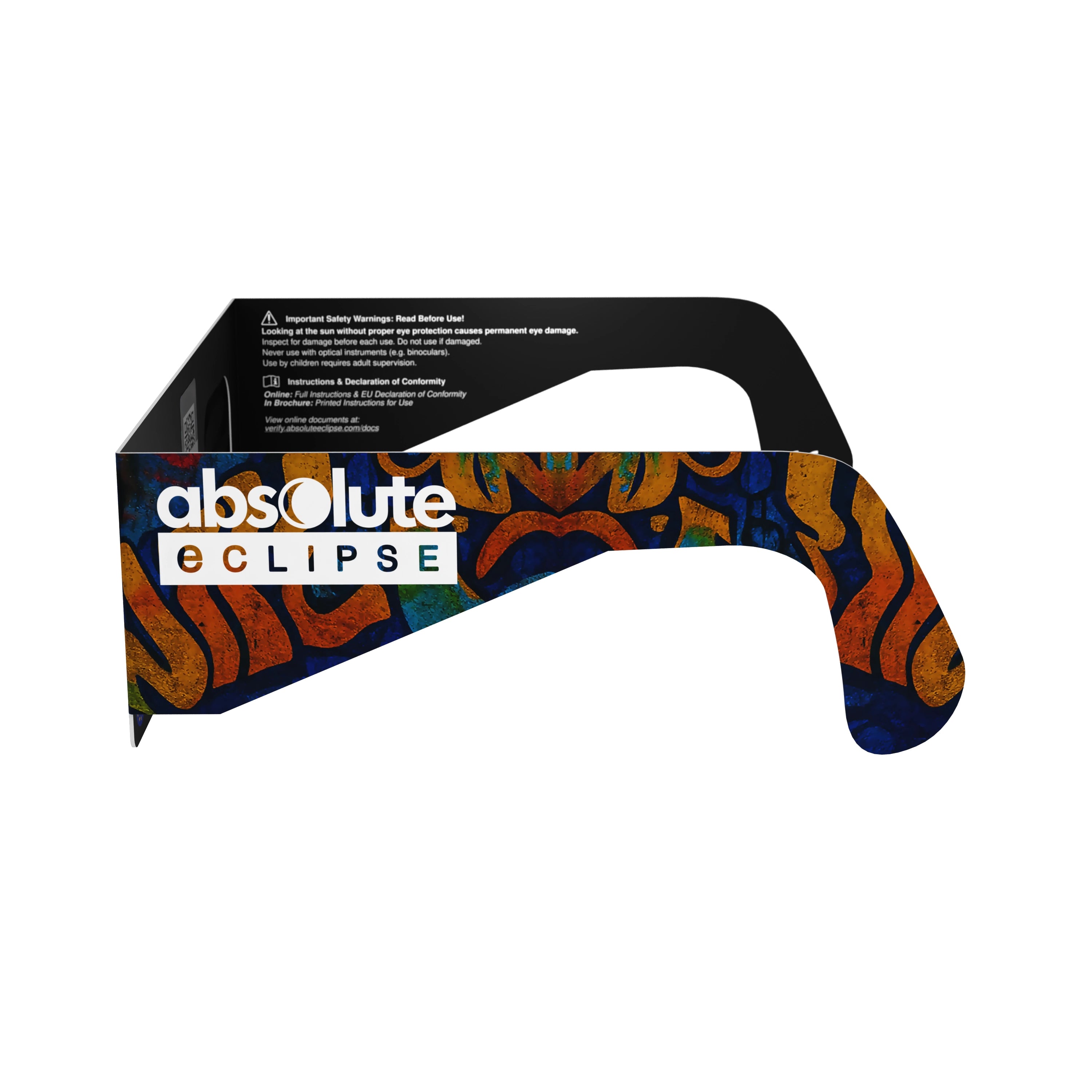 Side alternate profile of urban solar eclipse glasses, showcasing the sleek design and flat lenses.