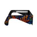 Side profile view of urban solar eclipse glasses, focusing on the modern design and flat lenses.