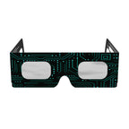 Front view of Voltage solar eclipse glasses, showcasing their sleek design and ISO 12312-2 certification.