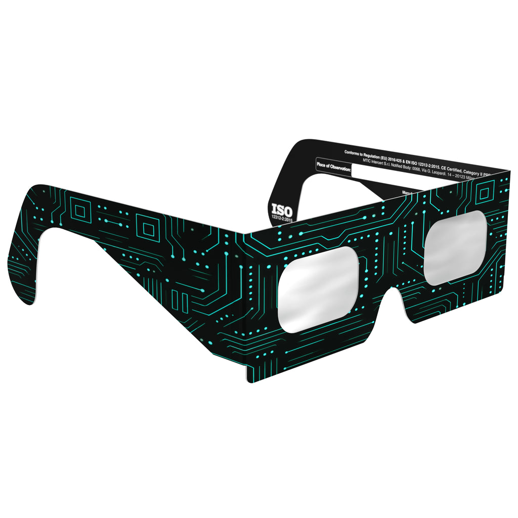 45-degree angle view of Voltage glasses, highlighting their stylish design and safety features.