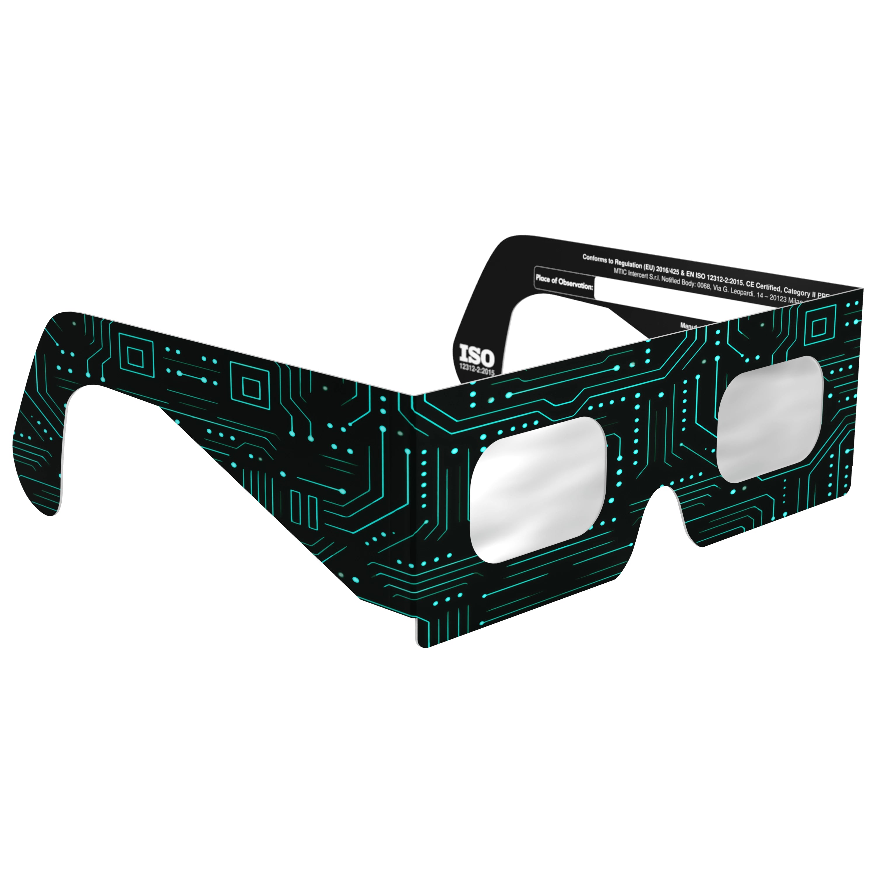 45-degree angle view of Voltage glasses, highlighting their stylish design and safety features.